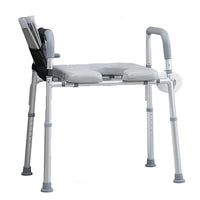 Sedile WC rialzato Garvee con braccioli, regolabile in larghezza e altezza, imbottito, telaio in alluminio, antiscivolo, per anziani, incl. porta carta igienica