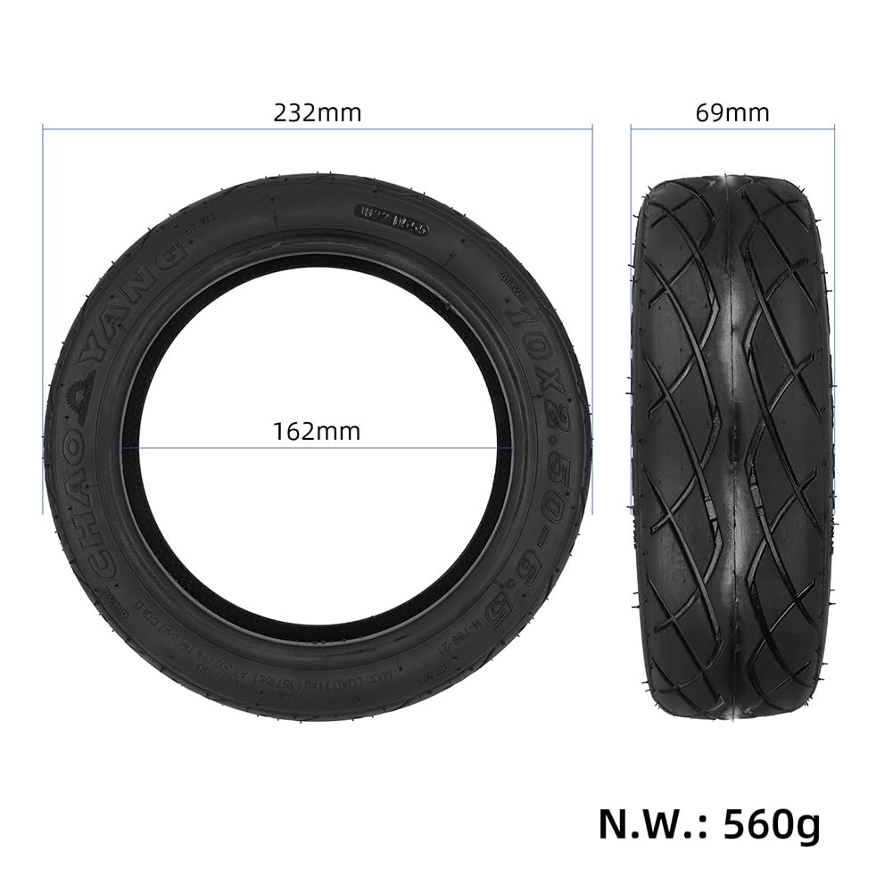 Pneumatico per scooter elettrico Garvee 10x2.50-6.5 Offroad Tubeless PVR50 Valvola Gomma antiforatura di ricambio per uso fuoristrada