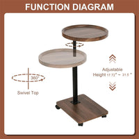 Tavolino laterale Garvee a forma di C, regolabile in altezza, girevole a 360°, tavolino mobile per soggiorno/camera da letto, 40 x 30 x 45-80 cm, marrone