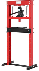 Garvee Pressa Idraulica 12 Ton H-Frame Regolabile in Acciaio Carbonio con Piastre Stampa e Protezione Sovraccarico per Officina Auto - 12 Ton - Nero - Red | 12 Ton