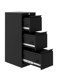 Mobiletto portadocumenti in metallo Garvee a 3 cassetti con serratura per ufficio e casa, acciaio da 6 mm, nero, verticale, resistente