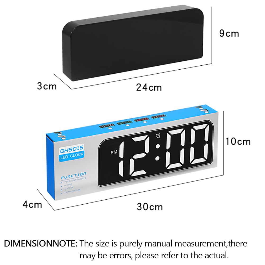 Orologio da parete digitale Garvee da 24 cm a LED bianco per camera da letto, ufficio, soggiorno con telecomando e luminosità regolabile
