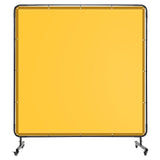 Schermo Saldatura 183x183 cm PVC Trasparente con Ruote e Telaio Acciaio Giallo - Ideale per Officine Garage