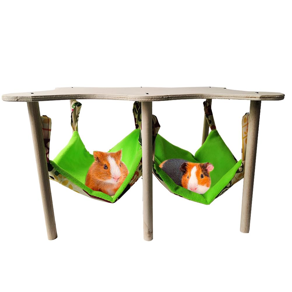GARVEE Grande amaca per porcellini d'India con struttura in legno per conigli e furetti, 30x30x24 cm, materiale in tessuto morbido, design country