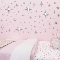 Adesivi murali a specchio a forma di stella in acrilico Garvee, 82 pezzi, impermeabili, autoadesivi, per camerette dei bambini, asili nido, decorazioni per la casa, colore oro