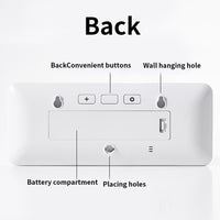 Garvee Sveglia digitale da 8 pollici a LED, orologio da parete e da tavolo con display di temperatura e umidità, ultra sottile, bianco, per ufficio e soggiorno