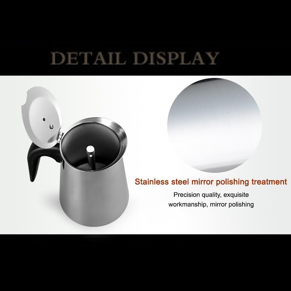 Moka in acciaio inox per caffettiera Garvee Espresso - 1-2 tazze (≈100 ml), caffettiera italiana, argento, qualità per uso domestico