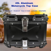 Bauletto per moto Garvee da 45 litri in lega di alluminio, impermeabile, con serratura di sicurezza, per viaggi, nero