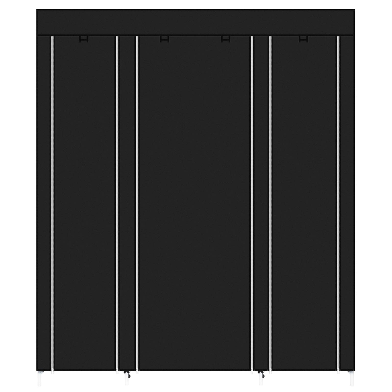 Armadio portatile in tessuto Garvee, pieghevole con coperchio, ganci e divisori per uso domestico, 147x44x174 cm, copertura antipolvere