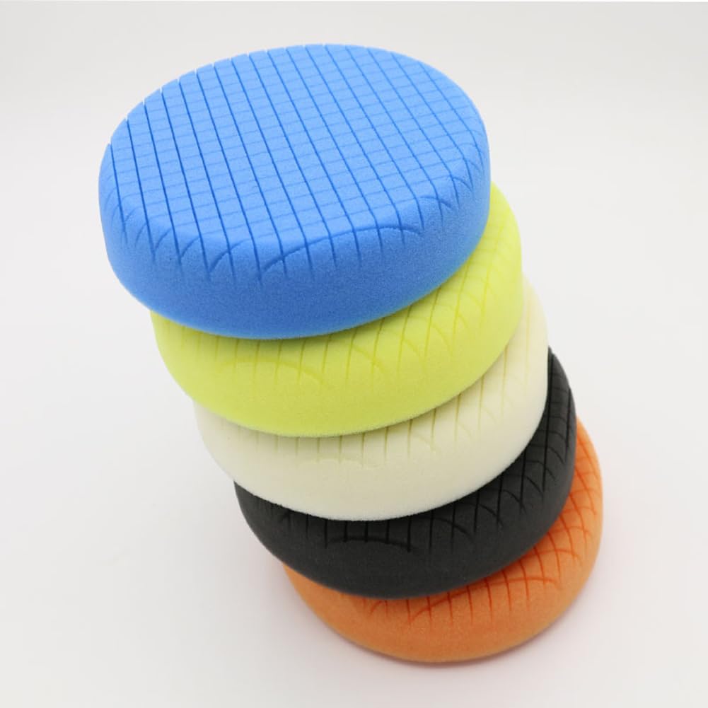 Garvee Set 7 Pezzi Pad Lucidatura Auto 15,2 cm Schiuma Lana Microfibra Lavabile Riutilizzabile per Lucidatura e Cera Dettagli Auto