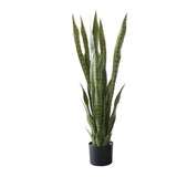 Garvee Pianta artificiale serpente da 90 cm con vaso di plastica per arredamento interno, soggiorno, ufficio, verde, resistente - Tiger Pilan (Verde) 90 cm