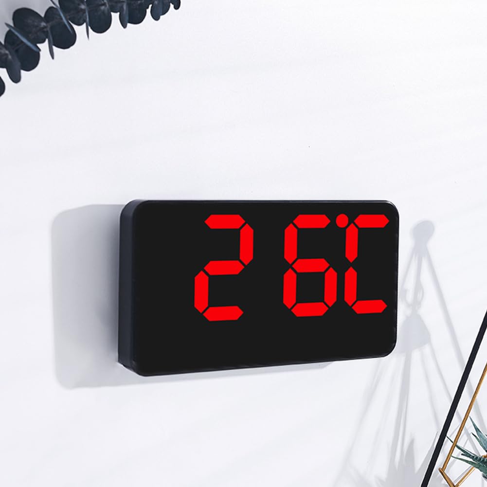 Orologio da parete digitale a LED Garvee con 2 sveglie, display LCD della temperatura, controllo vocale, luminosità regolabile per camera da letto, soggiorno, ufficio, palestra, rosso