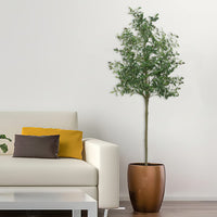 Albero di ulivo artificiale Garvee da 6 piedi con foglie realistiche, facile da curare, stelo flessibile per ufficio e soggiorno, plastica e cemento, verde