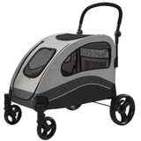 Garvee Passeggino Extra Large per Cani con Telaio in Acciaio, Ruote con Freni, Design Pieghevole, Manico Regolabile - Nero - Black