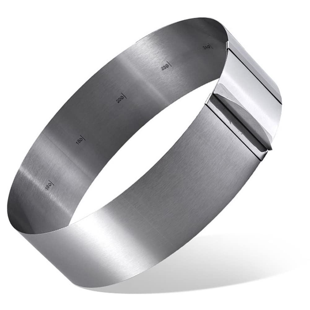 Anello telescopico per mousse Garvee in acciaio inossidabile, regolabile da 6 a 30 cm, con scala, altezza 12 cm, per la cottura in famiglia