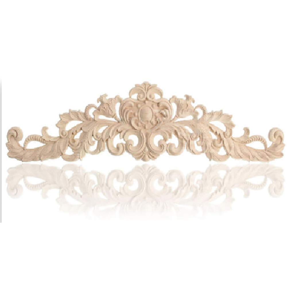 Pannello angolare intarsiato in legno di caucciù Garvee, intagliato a mano, per mobili e porte, 30 x 70,8 cm, non verniciato