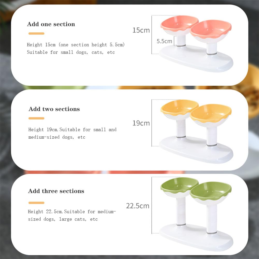 Garvee Ciotola Per Gatti Regolabile Altezza Sollevata Antiscivolo Set Cibo Acqua Interni Plastica Resistente Design Ergonomico