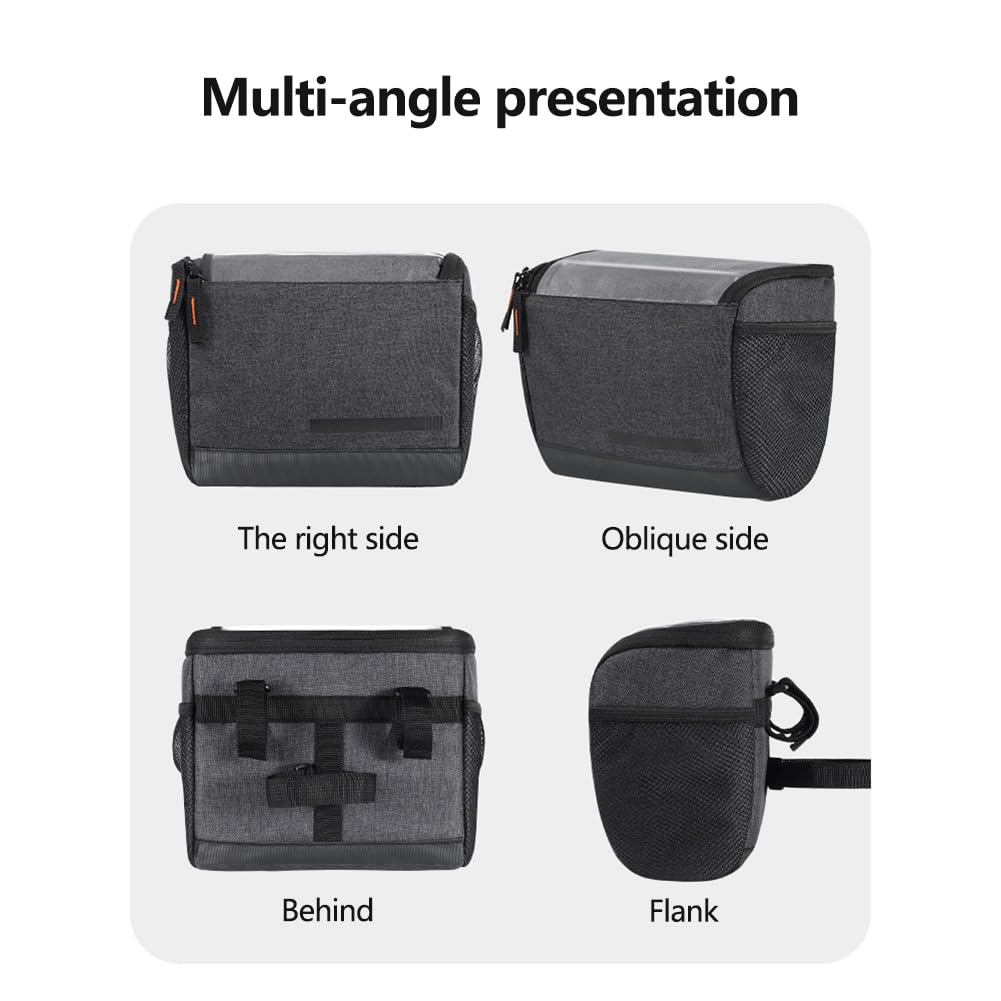 Garvee Borsa Manubrio Bicicletta 4.5L Impermeabile TPU Touch Multiuso per MTB Corsa Pieghevole, 20x12.5x18 cm, Nero