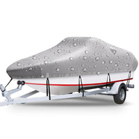 Garvee Boat Cover 17' 420D Oxford impermeabile con cinghie regolabili rinforzate per pesca e tempo libero argento