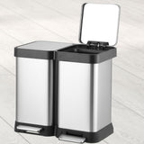 Pattumiera Garvee Double in acciaio inox 2x20L con coperchio a pedale e chiusura ammortizzata per cucina rettangolare argento