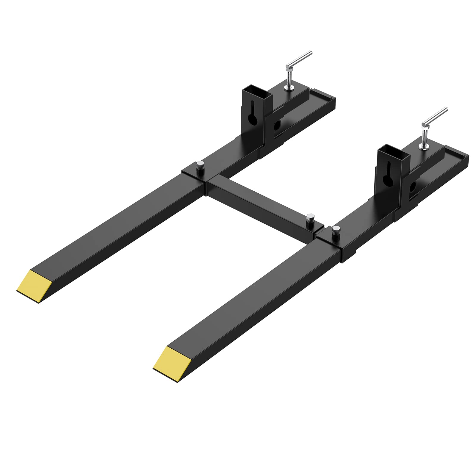 Forche per pallet con morsetto Garvee da 43" e capacità di carico di 2000 libbre, barra stabilizzatrice regolabile, acciaio per impieghi gravosi, forche per caricatore frontale, montaggio rapido, per trattori e minipale