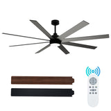 Garvee Ventilatore da Soffitto 183 cm con Luci e Telecomando, 8 Pale Doppia Finitura, Patio e Cucina, Nero e Noce, 6 Velocità Reversibili - Black