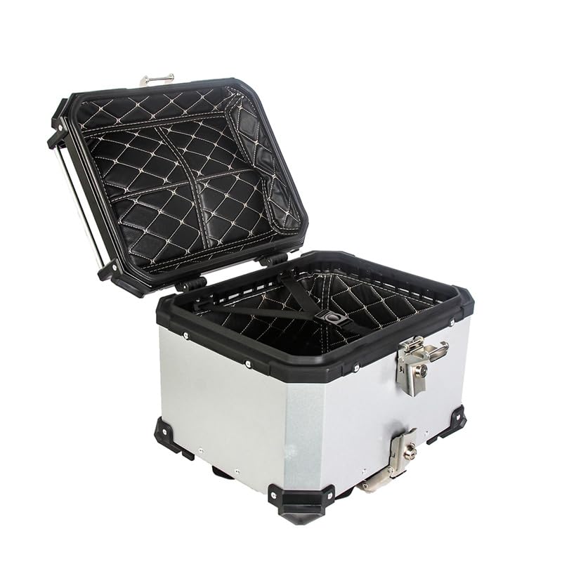 Bauletto per moto Garvee da 45 litri in lega di alluminio, impermeabile, con serratura di sicurezza, per viaggi, nero
