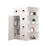 Armadio Garvee composto da 8 cubi con ante e asta appendiabiti per camera da letto 75 x 47 x 111 cm in plastica bianca - Bianco