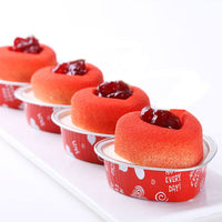 Pirottini per cupcake in alluminio Garvee, 50 pezzi, foglio di alluminio, mini cupcake mousse a forma di cuore, 100 ml, rosso, per picnic, matrimoni, feste