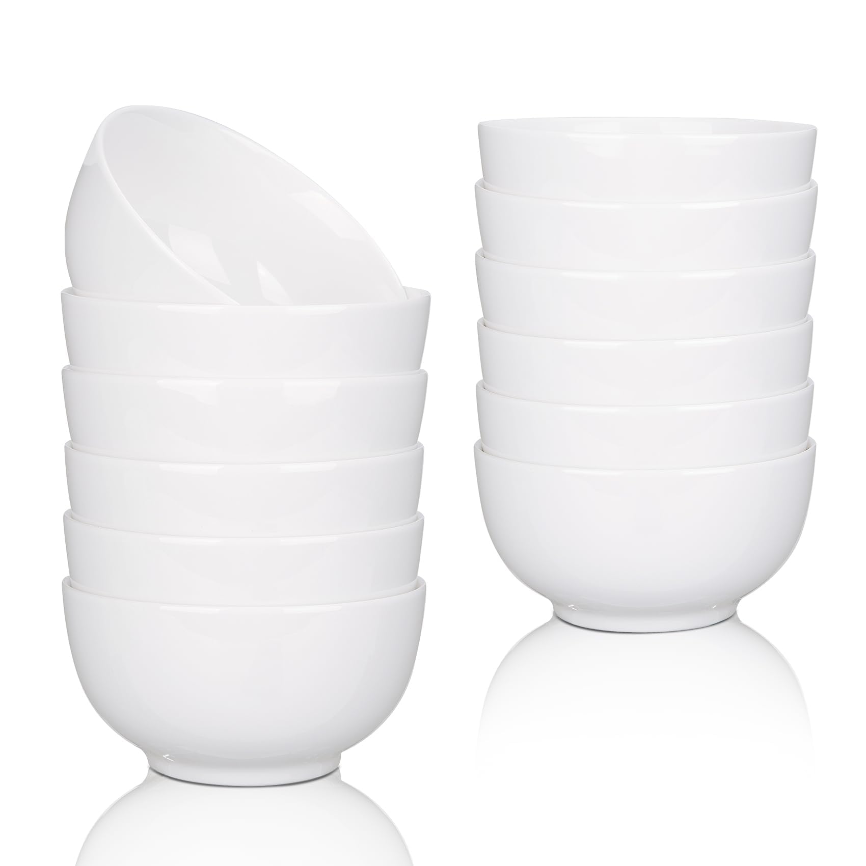 Set di ciotole in porcellana Garvee da 10 once, 8 pezzi, bianco premium, adatte al microonde e alla lavastoviglie, versatili, per cucina e tavola