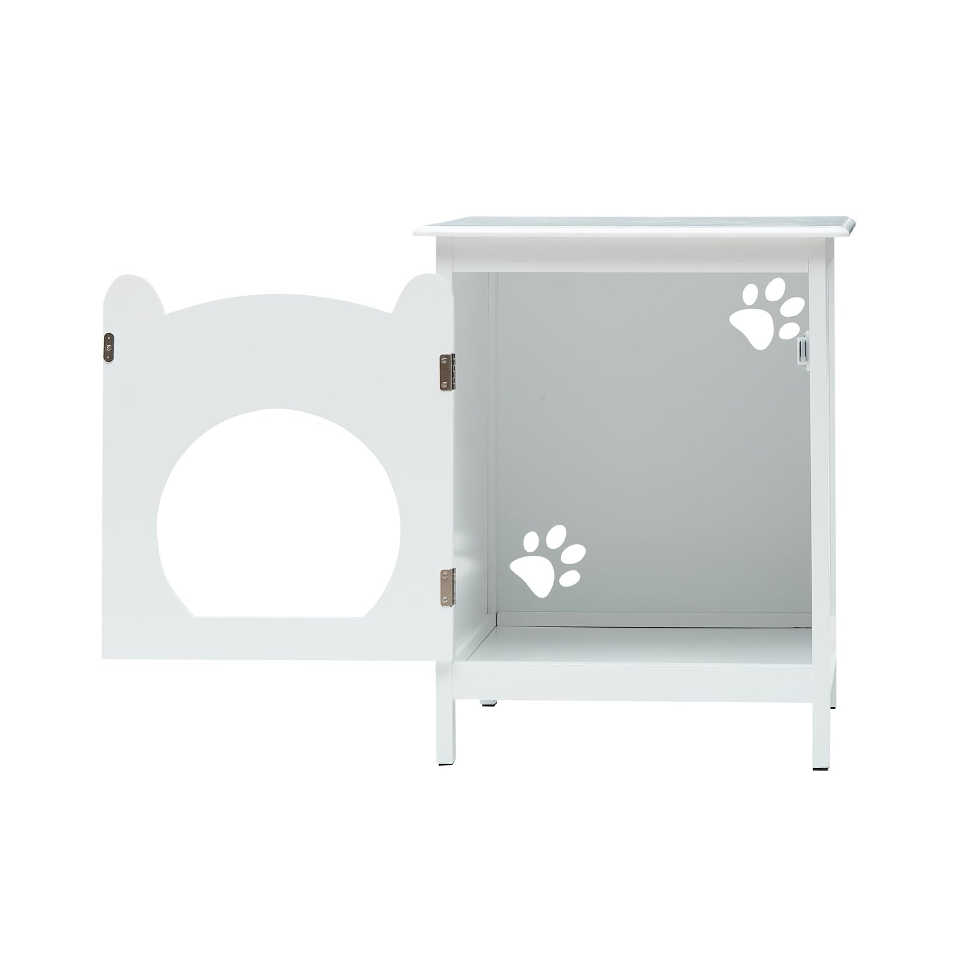 Garvee - Lettiera per gatti con porta, ventilazione, tappetino morbido, tavolino laterale, mobile in legno, bianco, salvaspazio, adatta per camere da letto