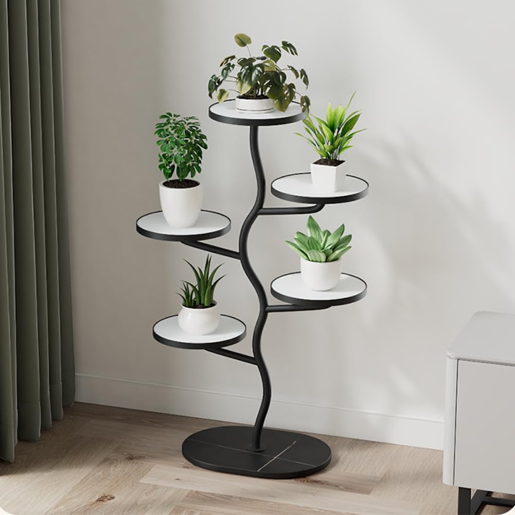 Supporto per piante in metallo a 5 ripiani Garvee, supporto verticale per vasi di fiori, salvaspazio per balcone, giardino, soggiorno, camera da letto