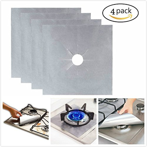 Garvee Kitchen Gas Stove Protector, riutilizzabile, antiaderente, resistente al calore, 4 pezzi, per uso domestico