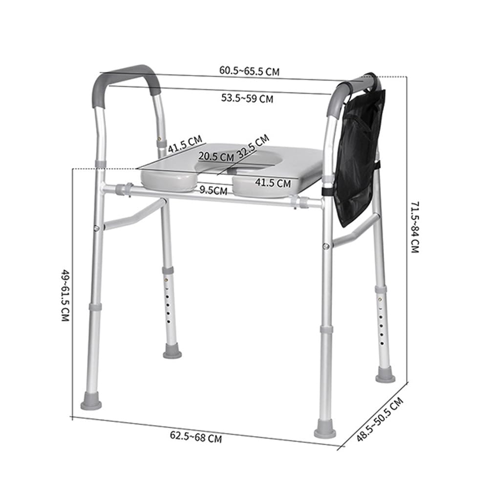 Rialzo per WC Garvee con braccioli, altezza e larghezza regolabili, sollevatore per WC per anziani, disabili e donne incinte (fino a 136 kg)