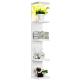 Garvee Mensola a Muro a 5 Ripiani Bianca con Luci LED Remote, Salvaspazio per Soggiorno e Ingresso, Moderna, Facile Installazione - Bianco
