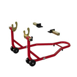 Garvee Cavalletto Moto Sollevatore 204 kg Capacità Regolabile U+L Swingarm Acciaio Verniciato Rosso Per Manutenzione e Riparazioni