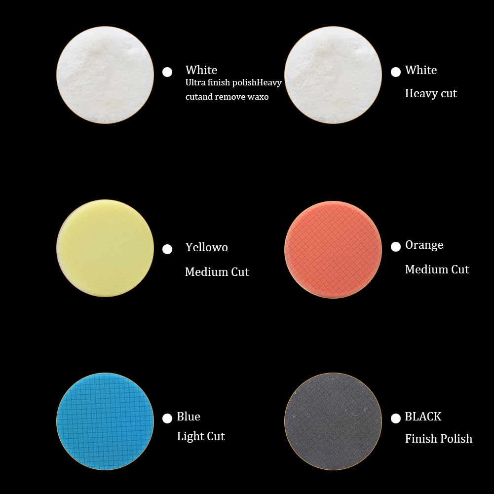 Set 7 Tamponi Lucidatura Garvee 6" con Piastra 150mm | Perfetto Regalo Festa del Papà per Auto, Barca, Mobili