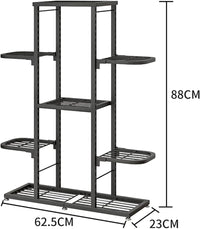 Supporto per piante in metallo Garvee a 7 ripiani con piedini regolabili, impermeabile, design angolare per soggiorno, balcone, giardino, salvaspazio, nero