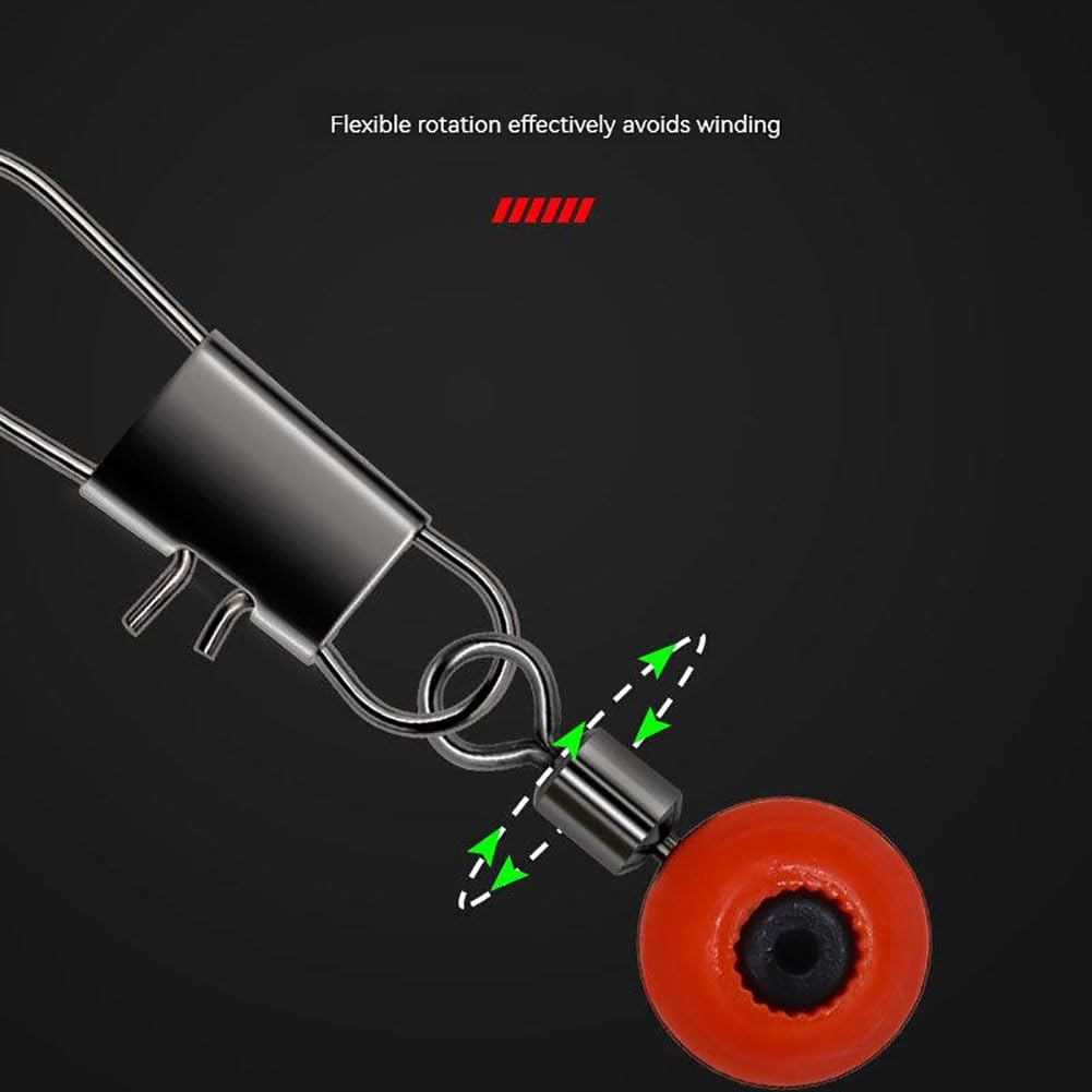 Garvee Kit Accessori Pesca Polivalenti - Emerillons, Perle, Clips - Metallo Elettrolitico Resistente Corrosione - Acqua Dolce e Salata - 100 Pezzi Trasparente