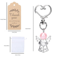 GARVEE Set da 60 pezzi di portachiavi con ciondolo a forma di angelo custode, con sacchetto in organza e biglietti in carta kraft, per regali di nozze, compleanni e baby shower