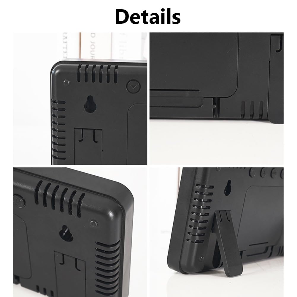 Orologio da parete digitale a LED GARVEE con telecomando, display di temperatura e umidità, 10,5 pollici, plastica, ampio display, soggiorno