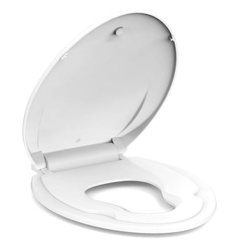 Sedile WC rotondo Garvee con sedile per bambini, chiusura magnetica, chiusura ammortizzata, polipropilene, per bagno di famiglia, bianco