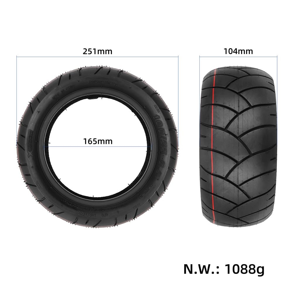 Pneumatico Garvee Tubeless da 11 pollici per monopattino elettrico, antiforatura, robusto, 100/55-6.5, per monopattini elettrici modificati, nero
