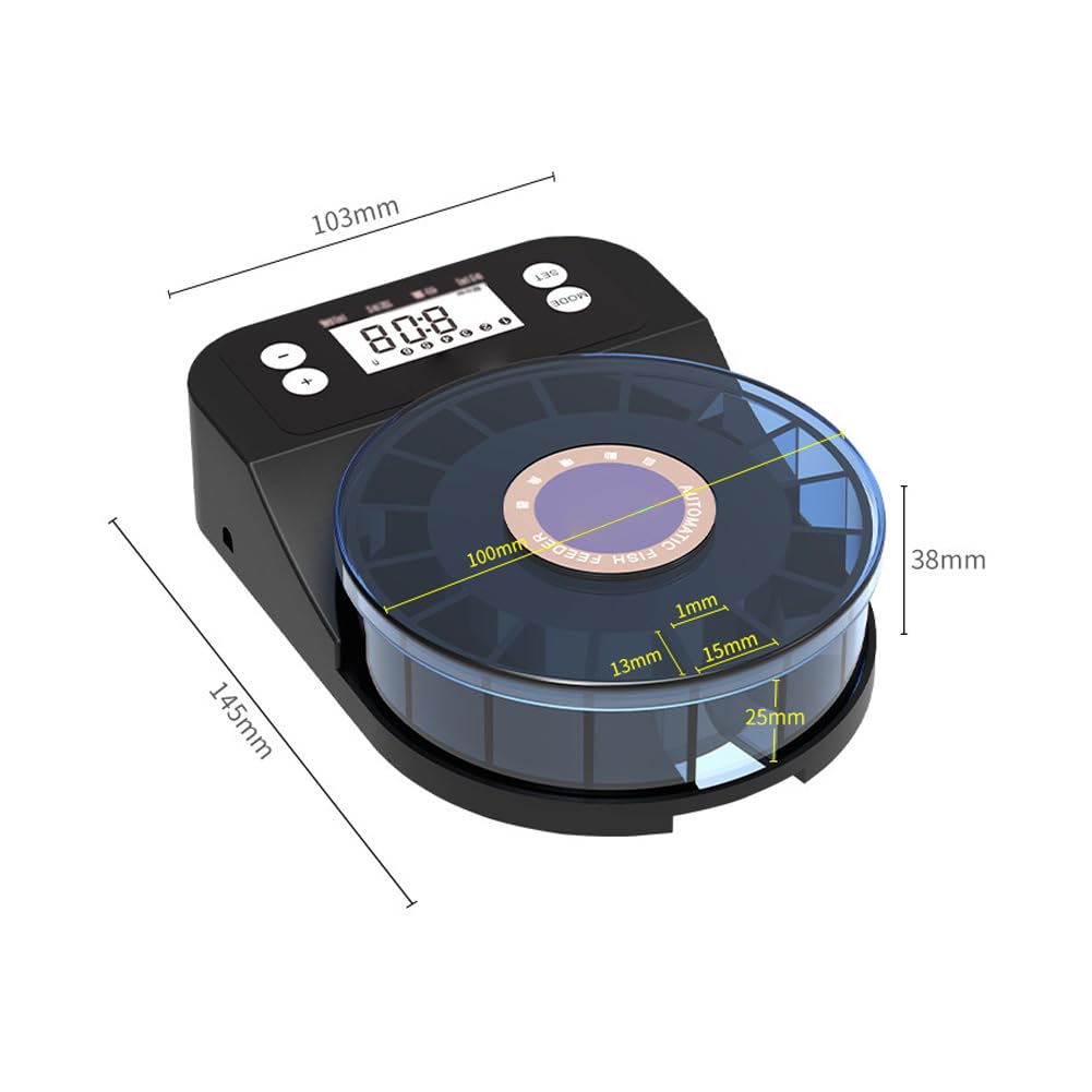Mangiatoia automatica per pesci Garvee ricaricabile - Timer per acquario con USB - Per pesci piccoli e medi fino a 15 cm, vari tipi di cibo