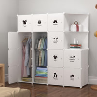 Armadio Garvee composto da 10 cubi con ante e asta appendiabiti per camera da letto 75x47x111cm in plastica nera