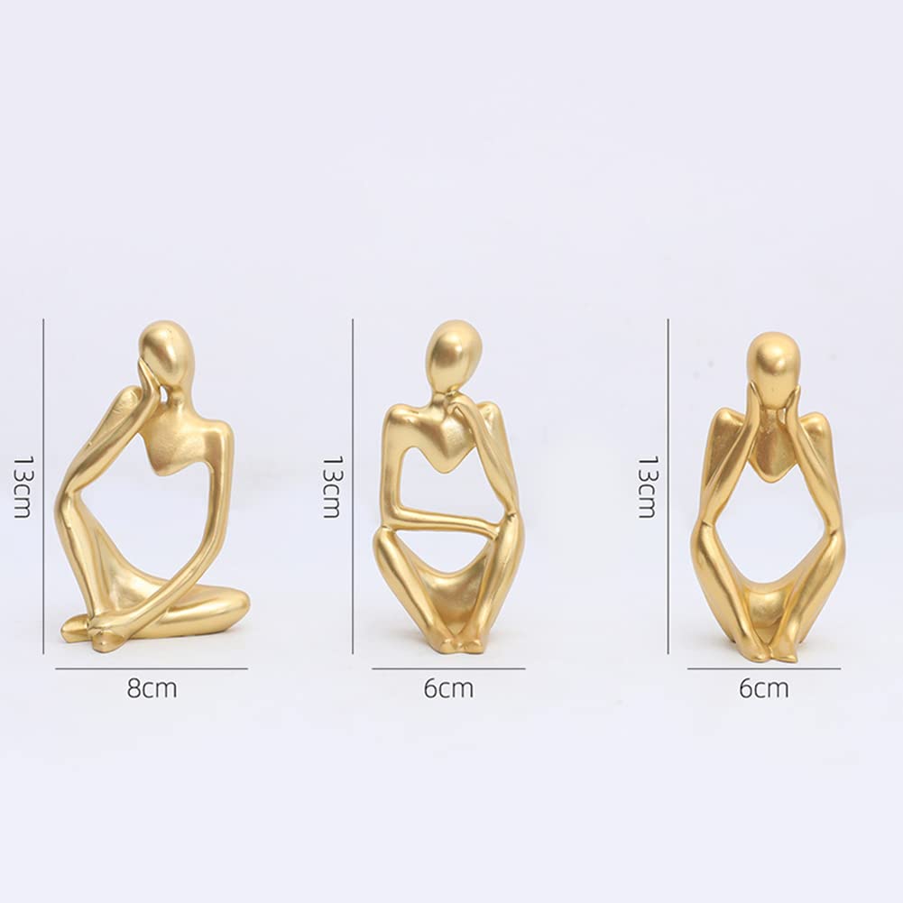 Garvee 3PCS Figurine Artistiche Astratte in Resina Nera - Design Moderno per Scrivania e Soggiorno, Miniature Pensatori, Dimensioni Compatte, Nero