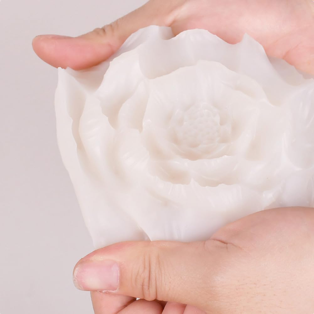 Stampo in silicone Garvee 3D Lotus per cupcake, cioccolato, flessibile, sicuro per alimenti, per candele, sapone, resina, cottura al forno, artigianato ZW-319