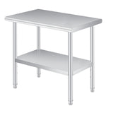 Garvee Tavolo da Preparazione in Acciaio Inox 24x152 cm con Schienale, Ripiano Regolabile, Robusto e Resistente per Cucine Professionali e Uso Esterno
