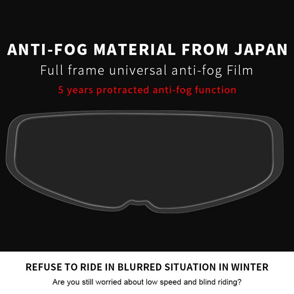 Garvee Pellicola Antinebbia per Casco Moto, 26.5x9.8cm, Antiappannamento, Antigraffio, Protezione UV, Universale