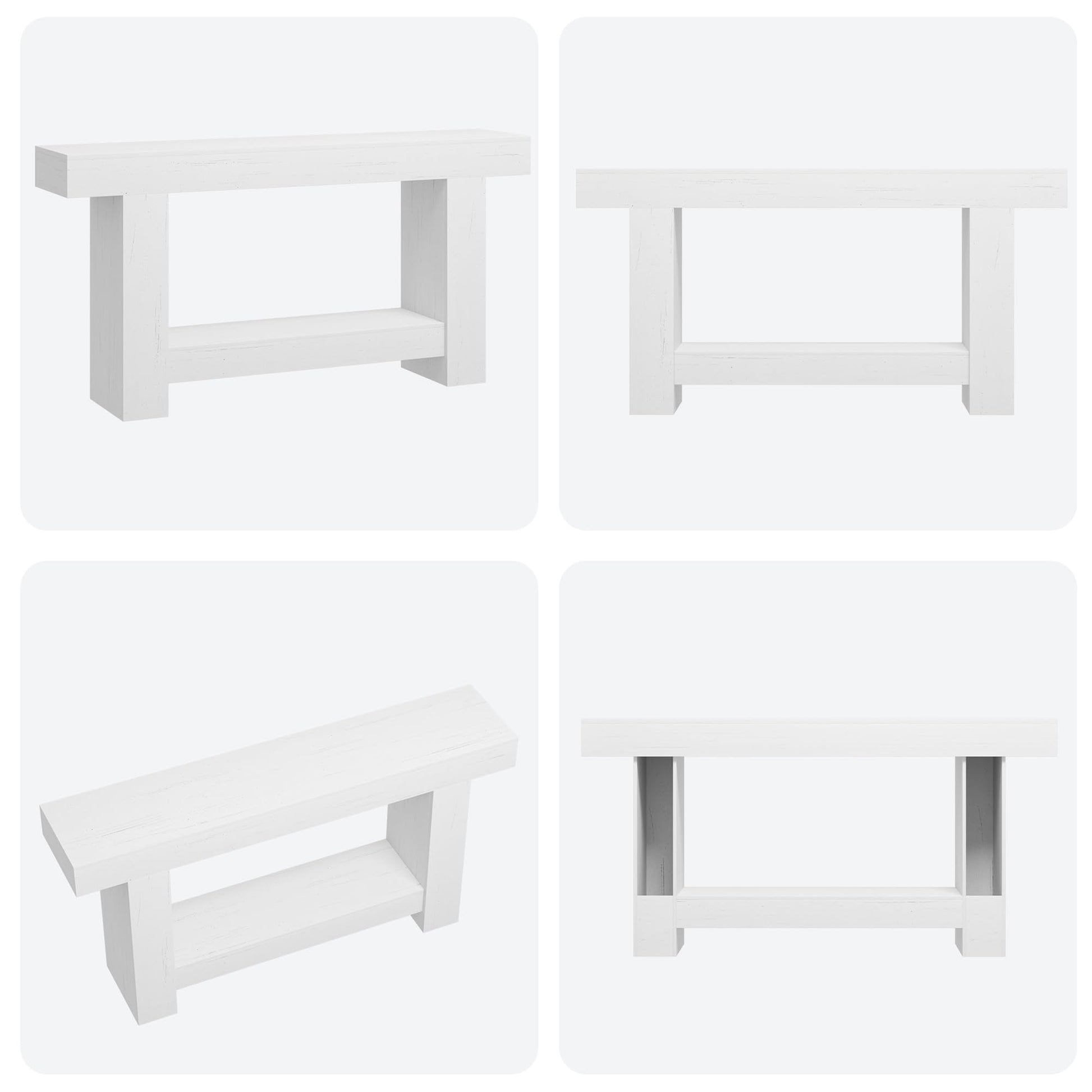 Tavolo consolle Garvee da 63" per corridoio con 2 ripiani, legno robusto, stile rustico, rettangolare, versatile per soggiorno e ingresso
